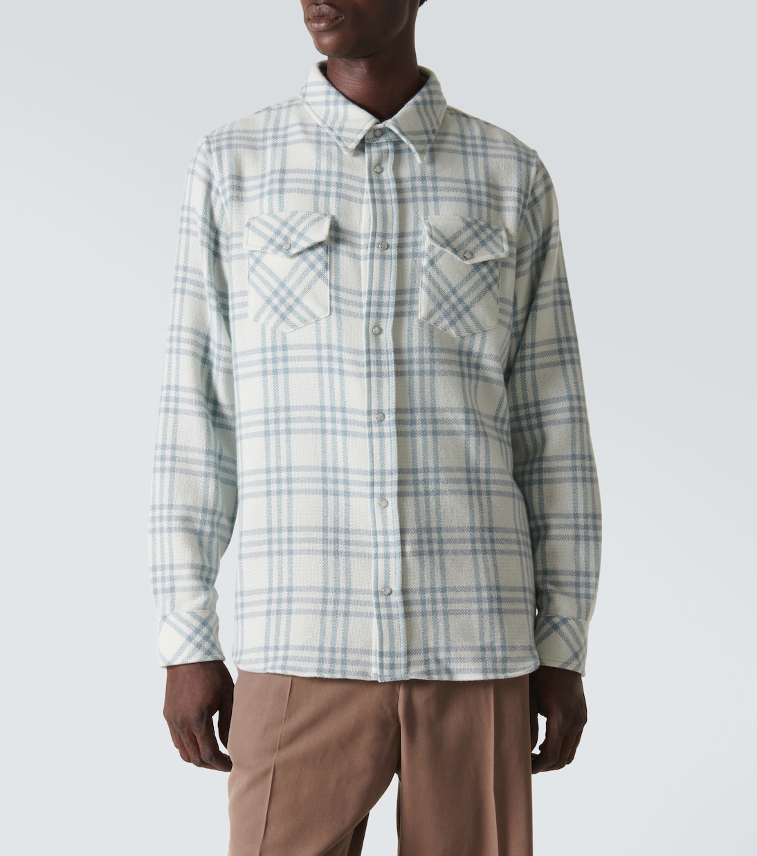 Camicia Morning Dew in cashmere a quadri | God's True Cashmere