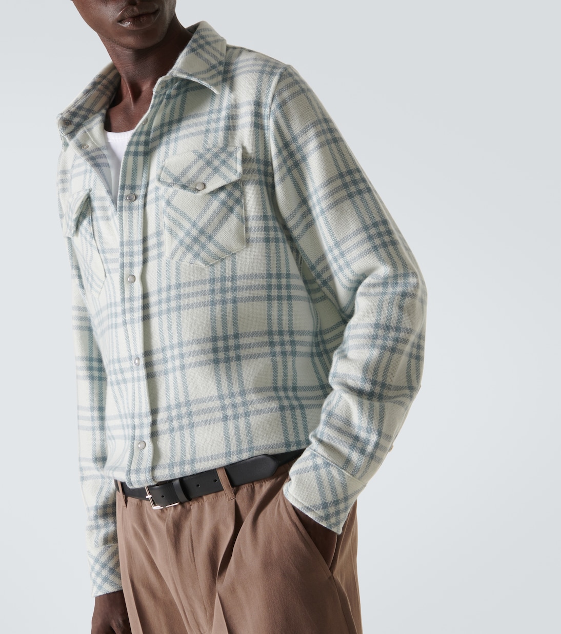Camicia Morning Dew in cashmere a quadri | God's True Cashmere