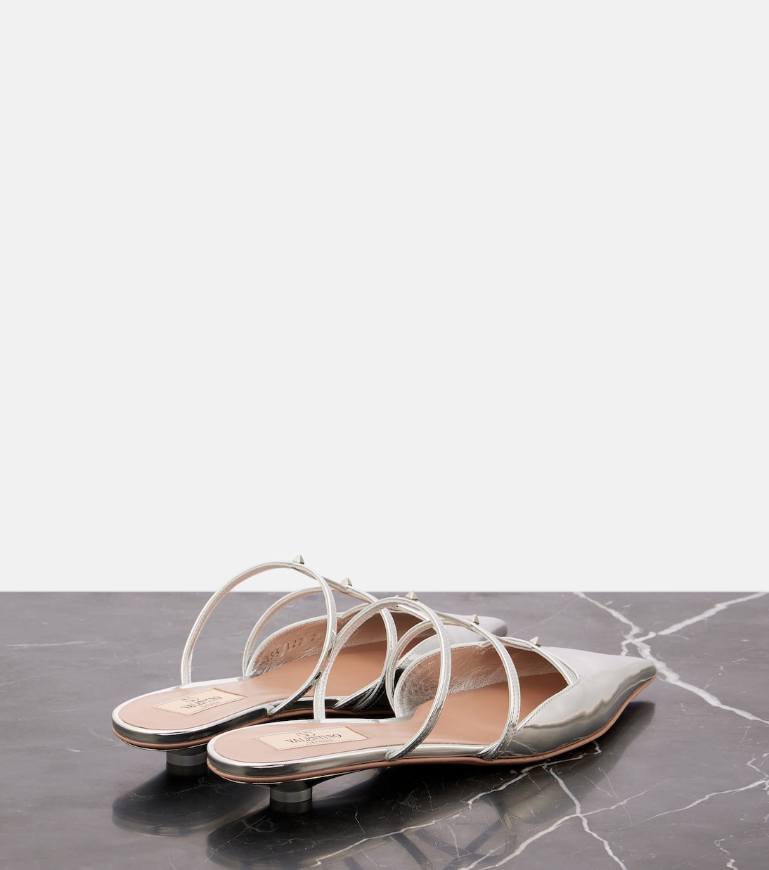 Ballerine Rockstud in pelle metallizzata | Valentino Garavani