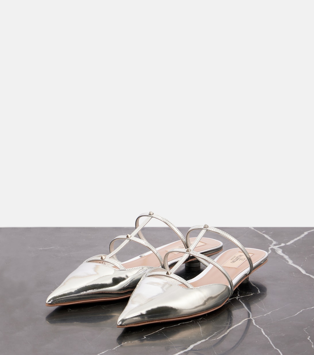 Ballerine Rockstud in pelle metallizzata | Valentino Garavani