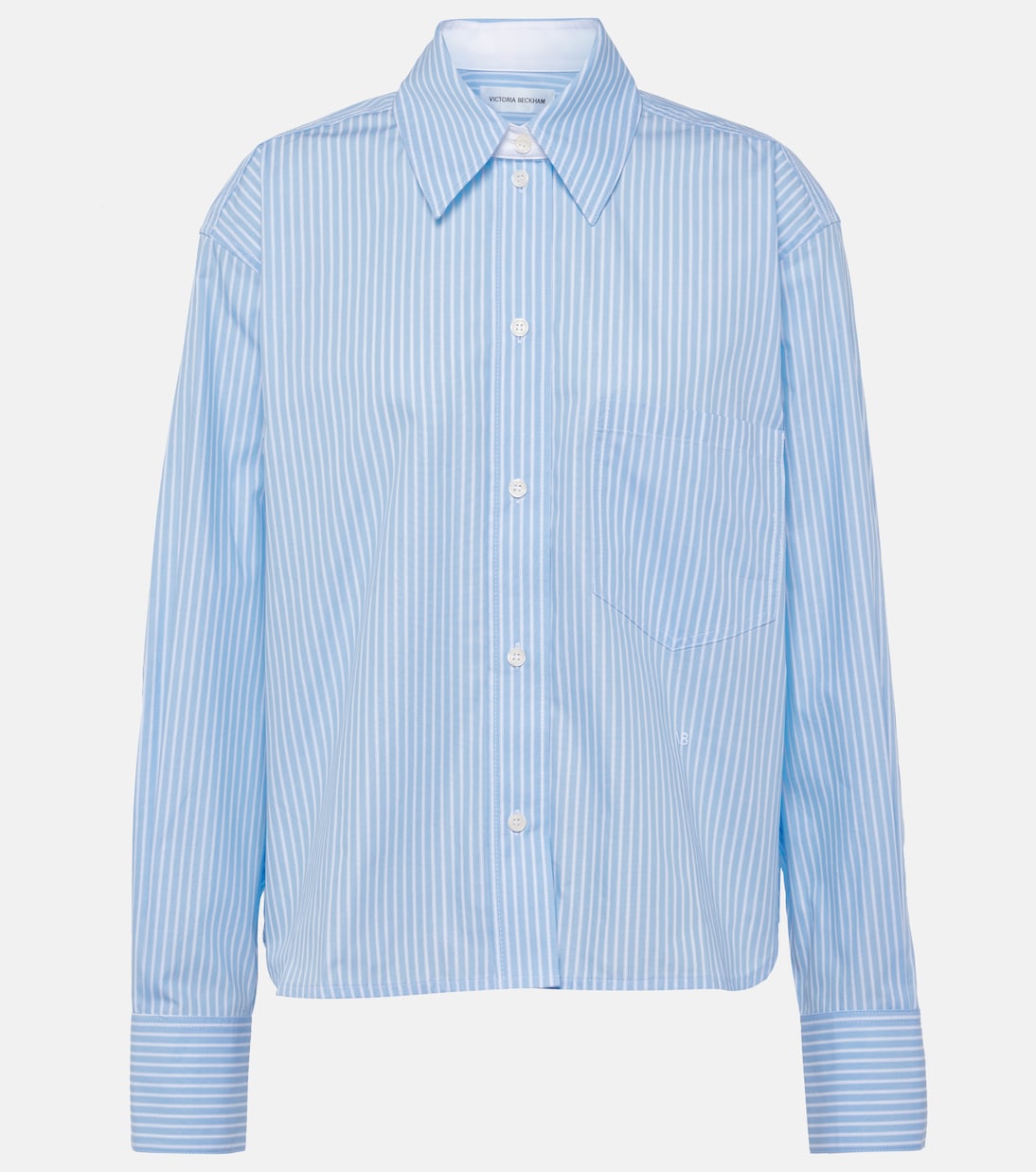 Camicia cropped in cotone a righe  | Victoria Beckham