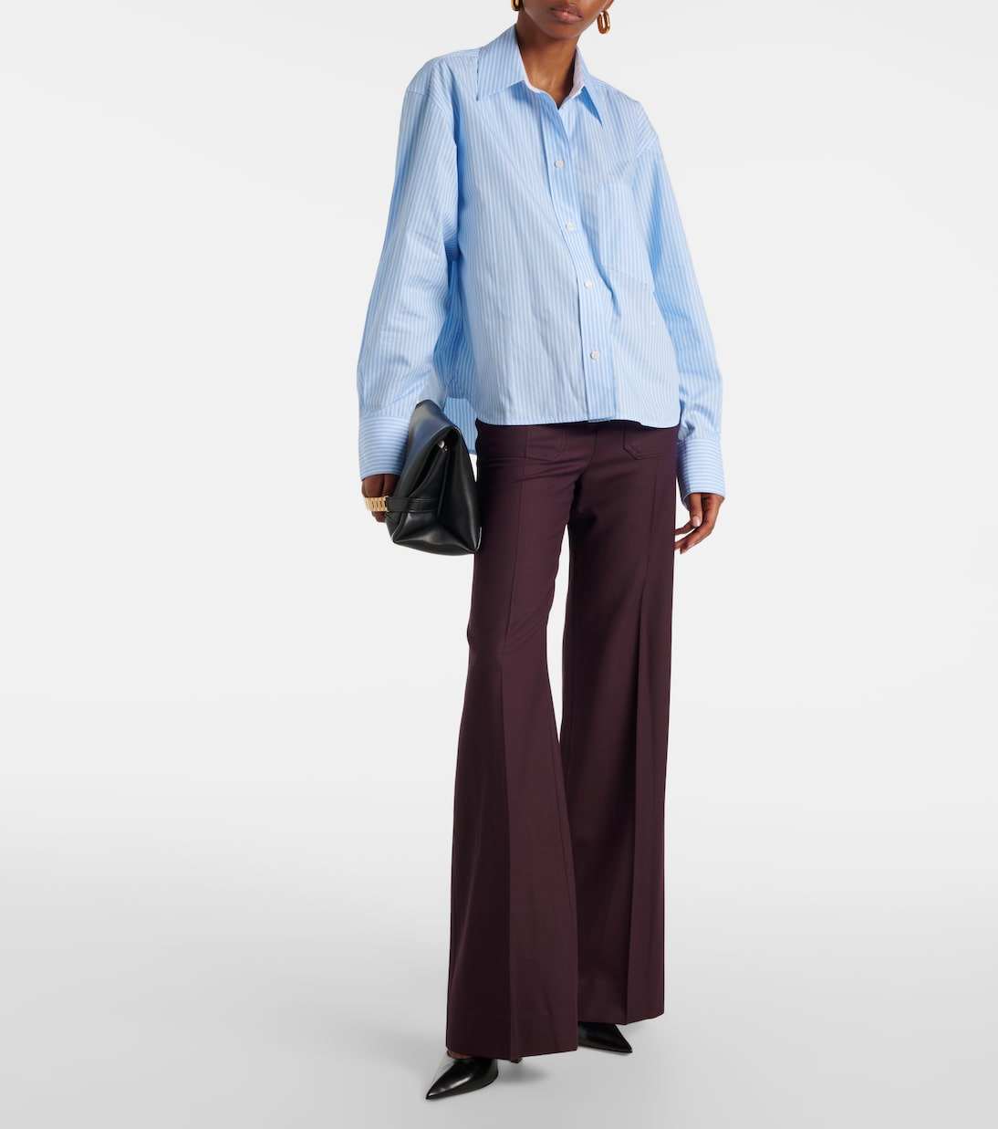 Camicia cropped in cotone a righe  | Victoria Beckham