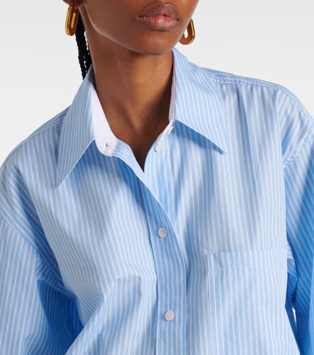Camicia cropped in cotone a righe  | Victoria Beckham