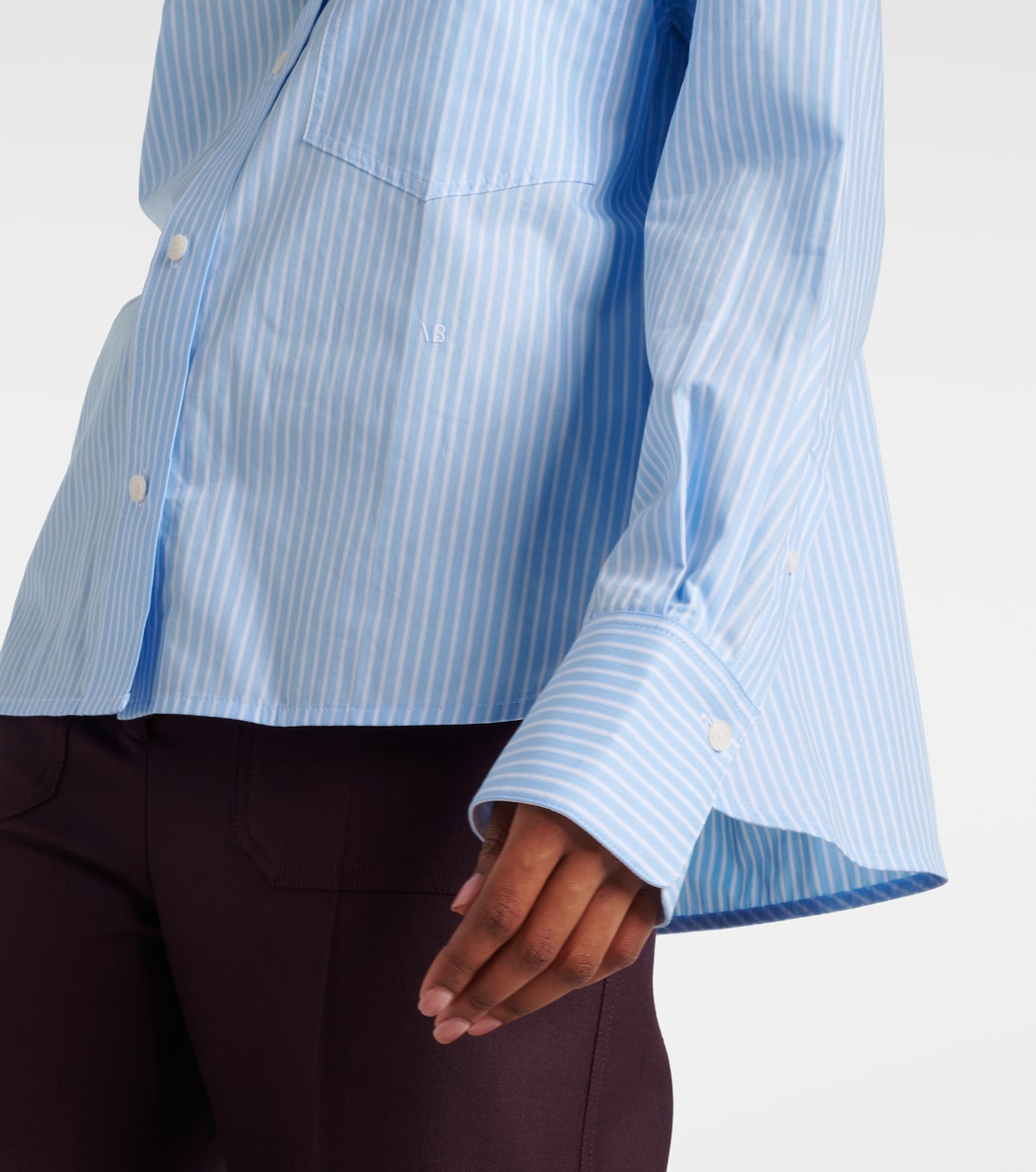 Camicia cropped in cotone a righe  | Victoria Beckham