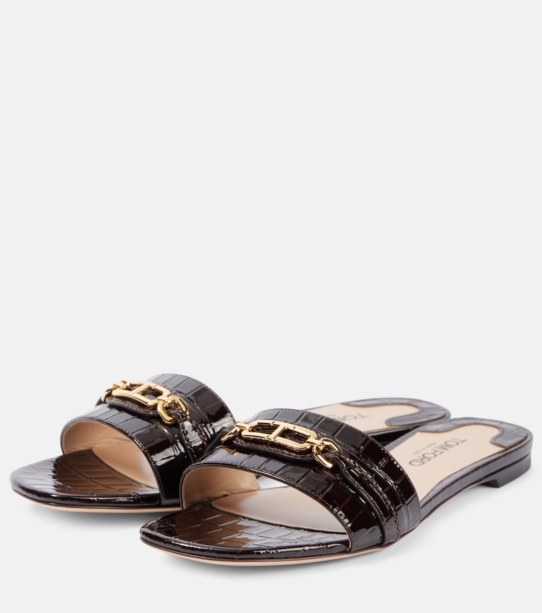 Whitney croc-effect leather slides | Tom Ford