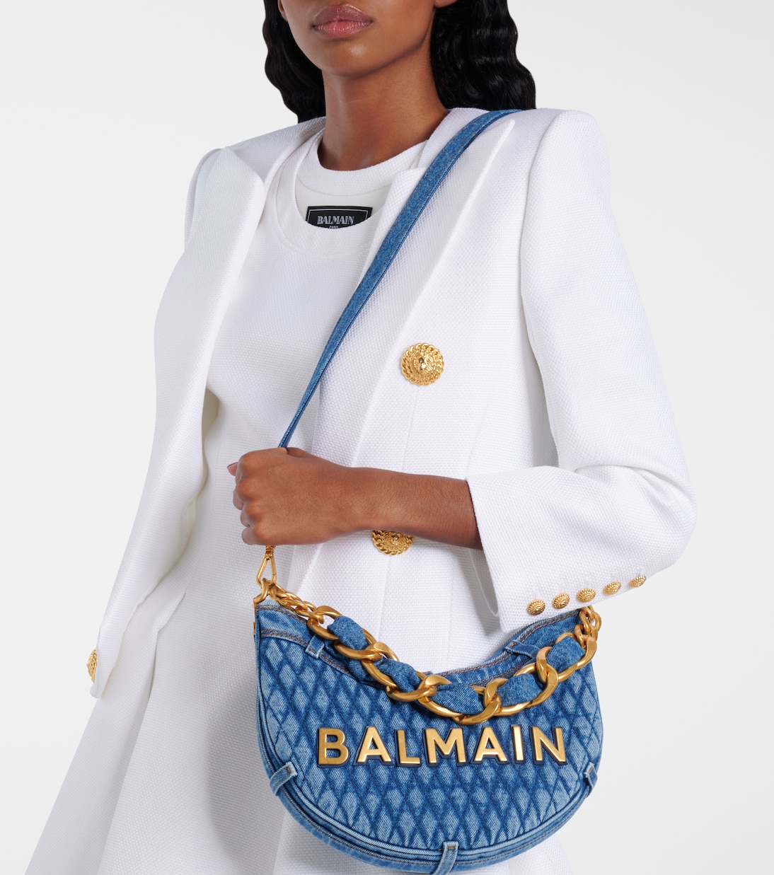 Borsa a spalla 1945 Moon in denim | Balmain