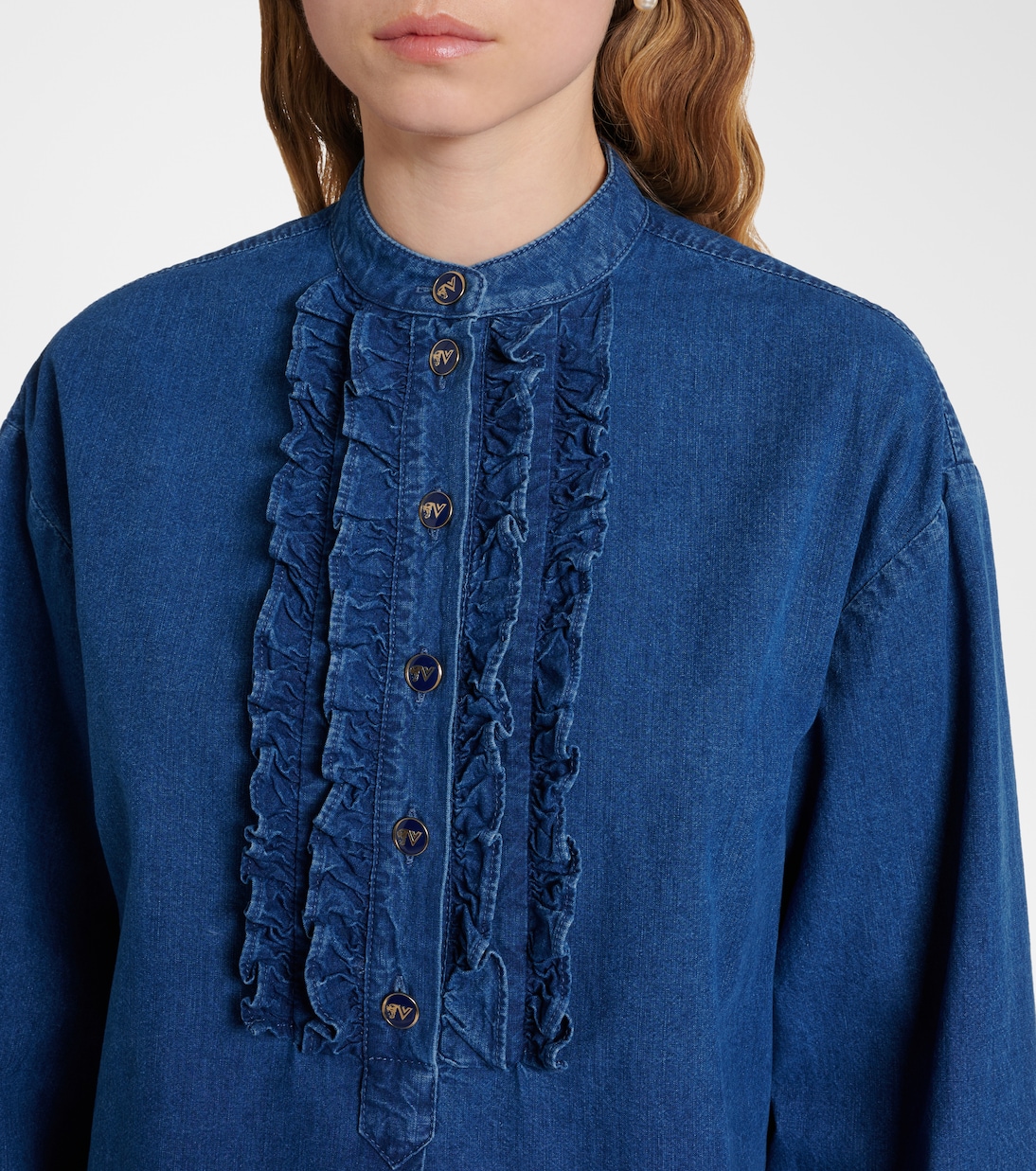 Blusa en denim con volantes | Valentino