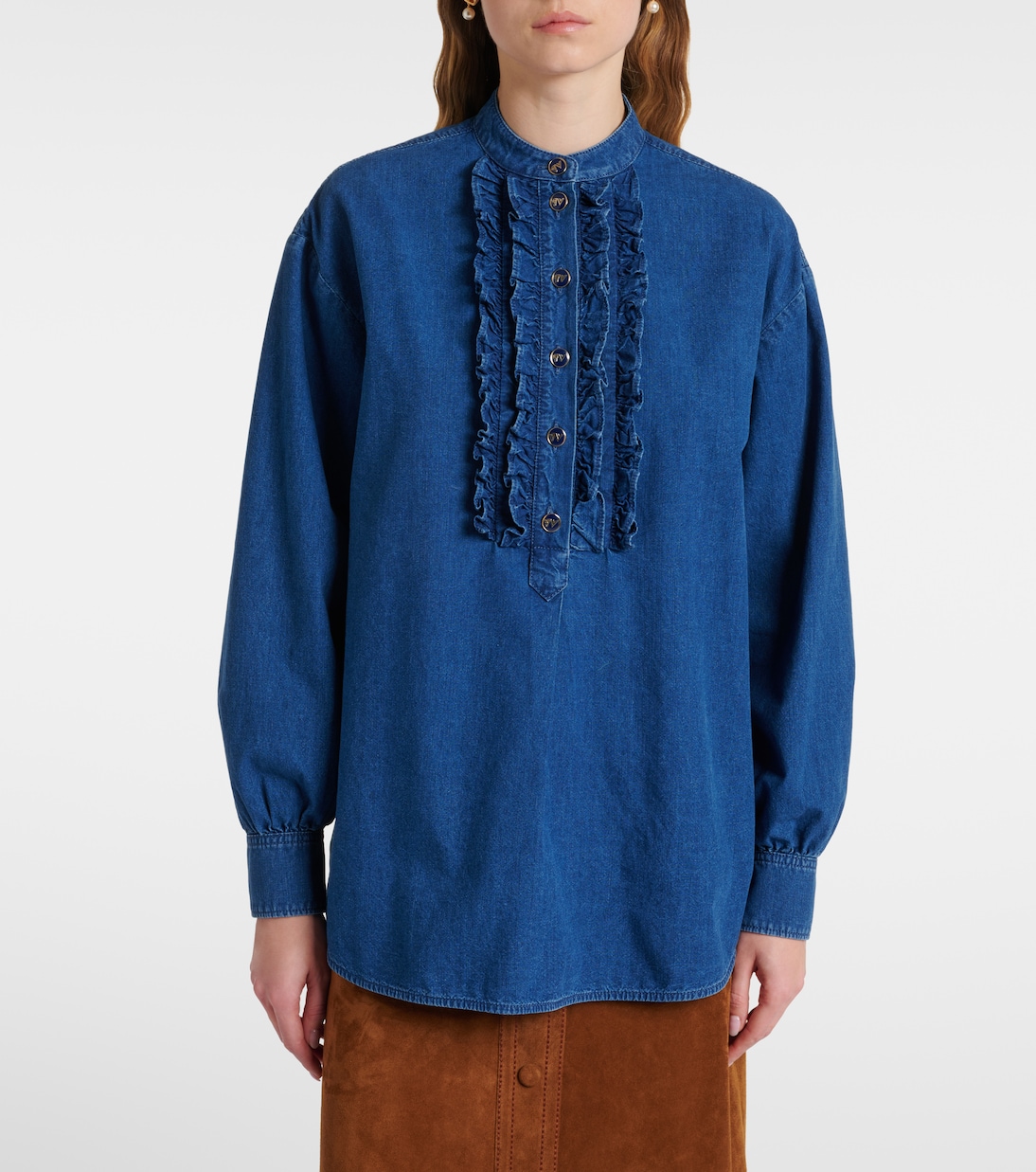 Blusa en denim con volantes | Valentino