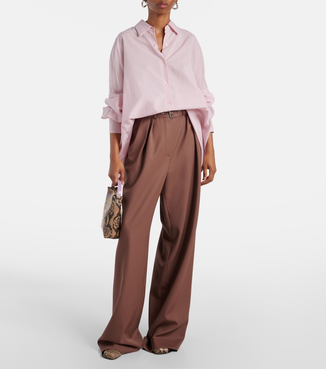 Camicia oversize in misto cotone a righe | Dries Van Noten