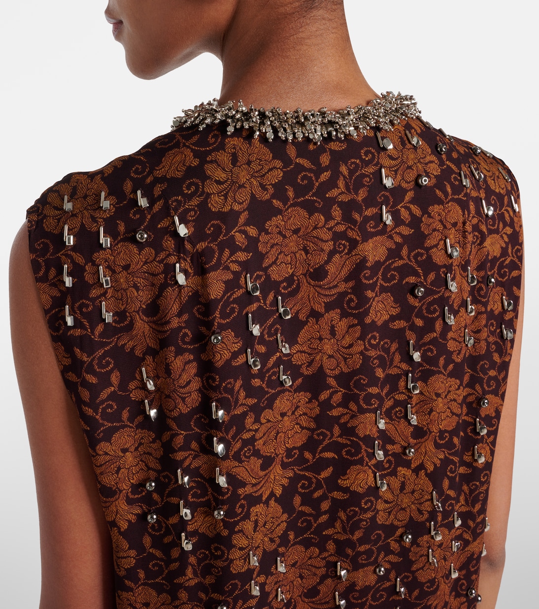 Abito midi in georgette con decorazioni | Dries Van Noten