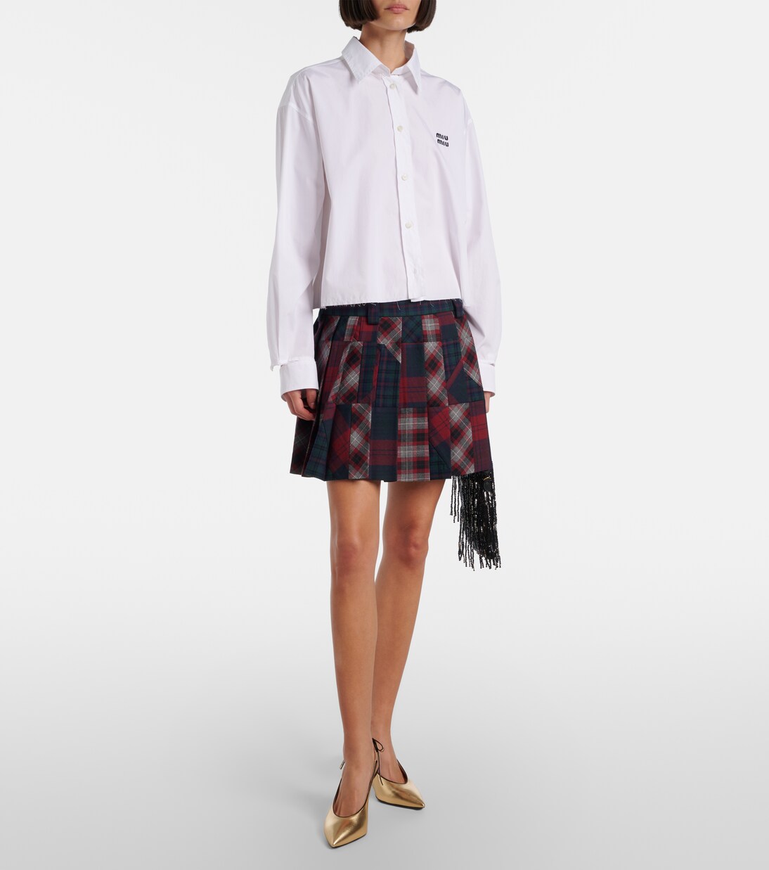 金属感皮革露跟高跟鞋 | Miu Miu