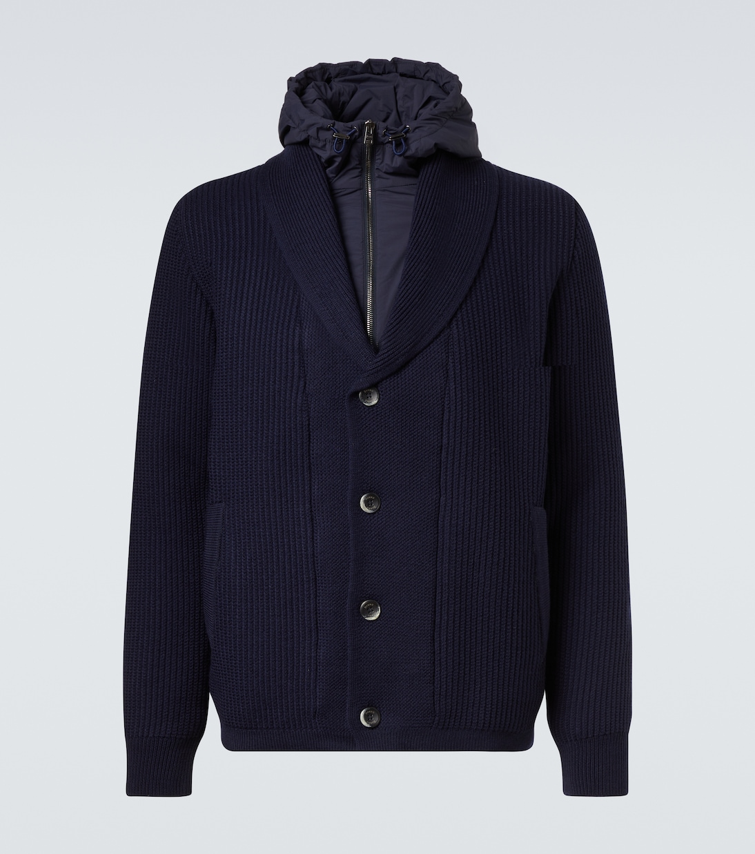 Layered wool and technical cardigan | Herno