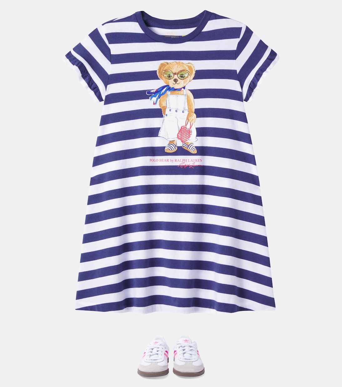 Abito Polo Bear in cotone a righe | Polo Ralph Lauren Kids