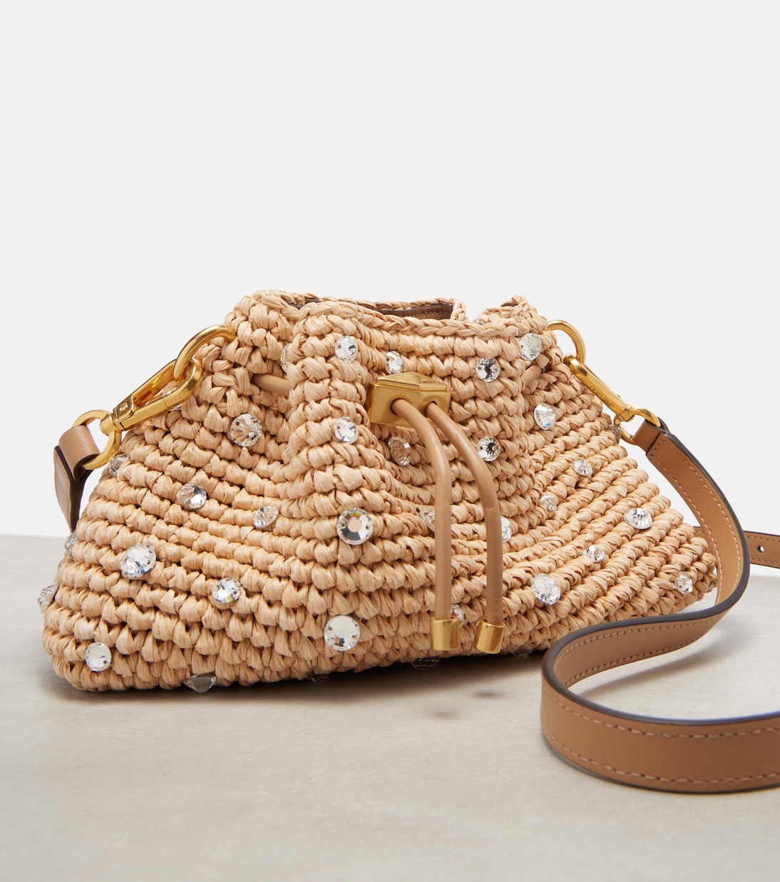 Cinch Small embellished raffia tote bag | Jimmy Choo