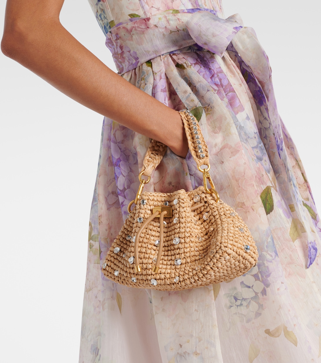 Cinch Small embellished raffia tote bag | Jimmy Choo