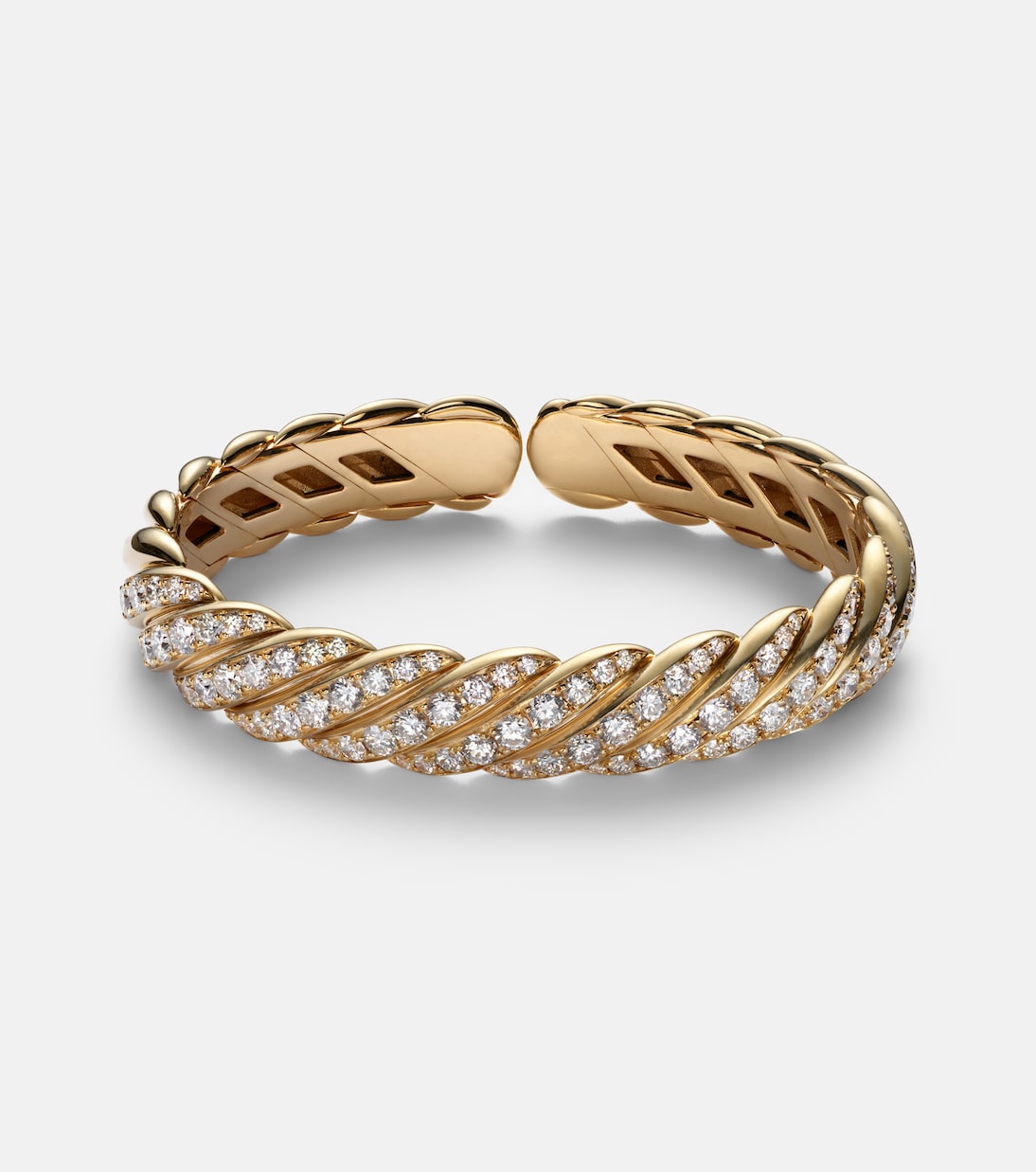 Sculpted Cable Flex 18kt gold bracelet with diamonds | David Yurman