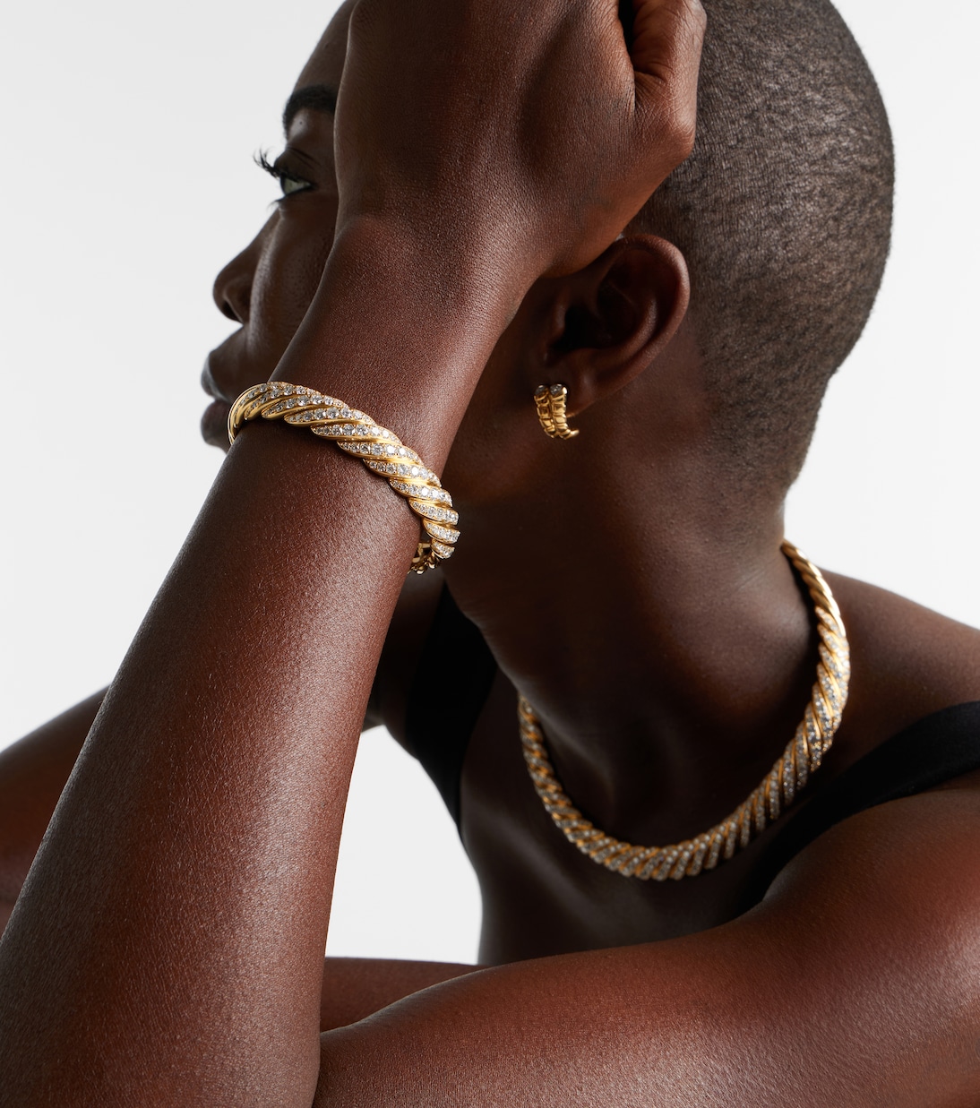 Sculpted Cable Flex 18kt gold bracelet with diamonds | David Yurman