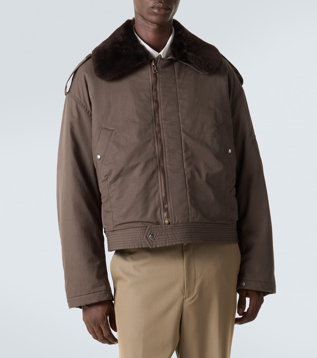 Veste en gabardine de coton et shearling | Auralee