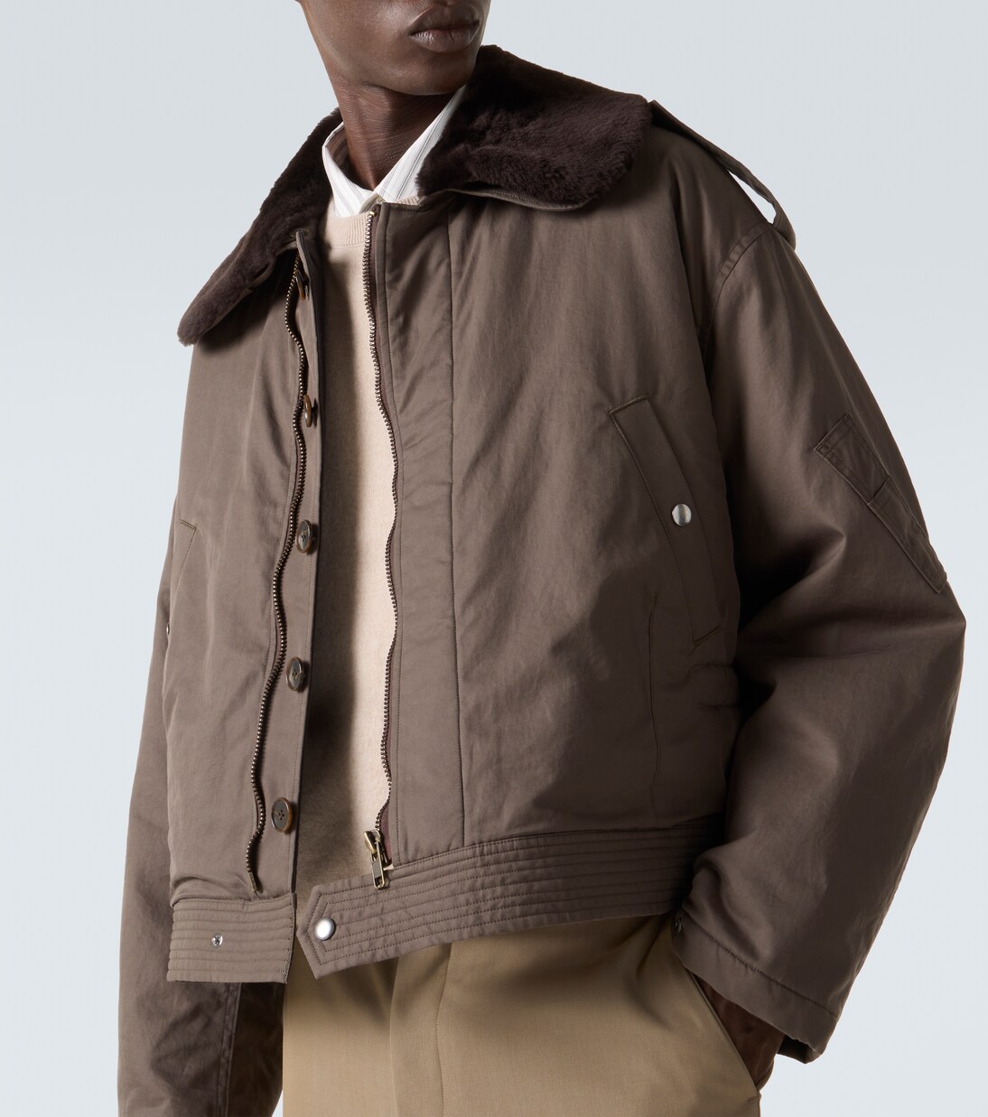 Veste en gabardine de coton et shearling | Auralee