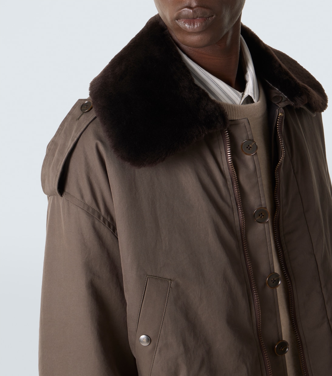 Veste en gabardine de coton et shearling | Auralee
