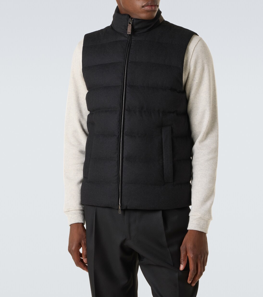 Veste doudoune sans manches en soie et cachemire | Herno