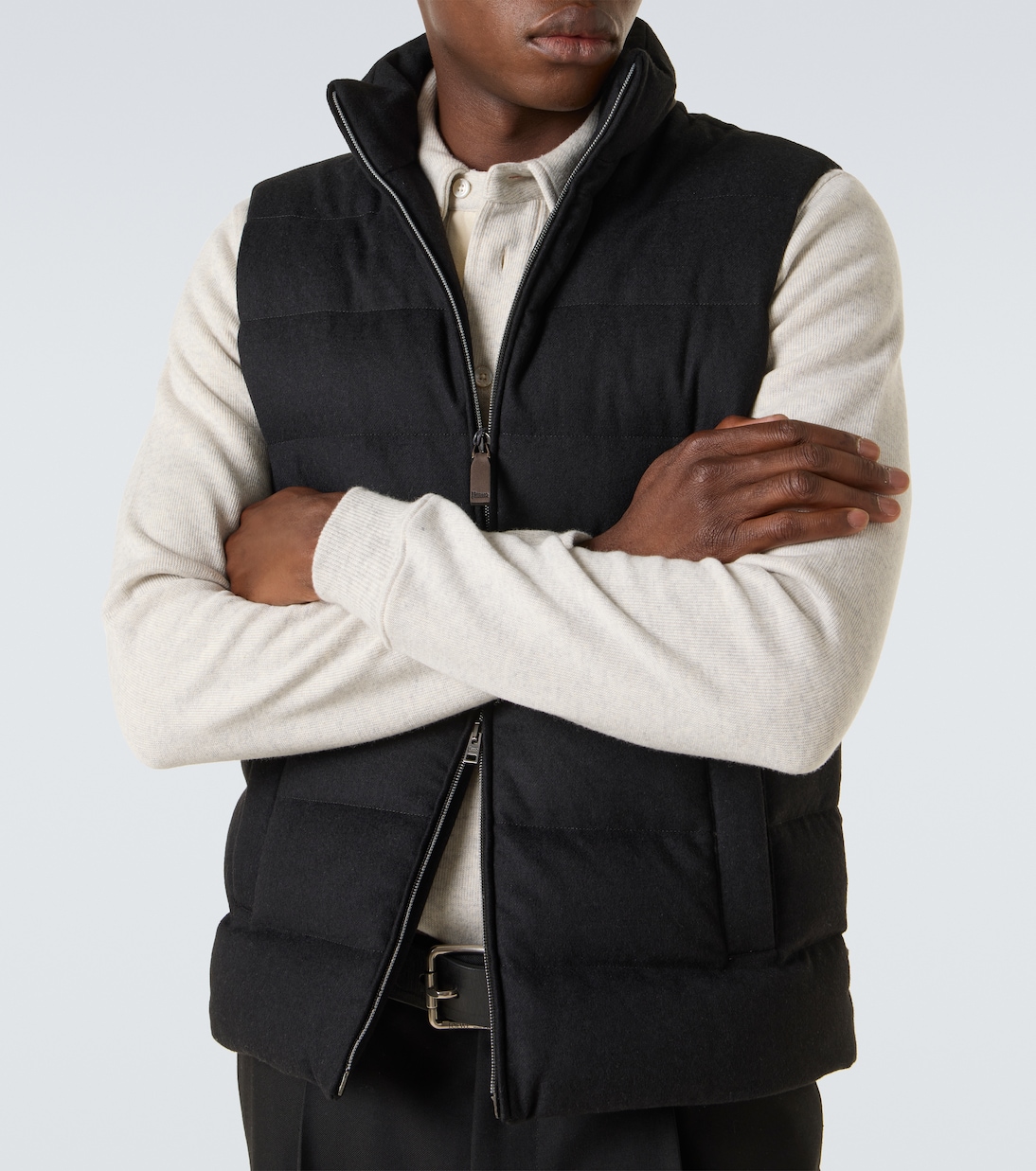 Veste doudoune sans manches en soie et cachemire | Herno