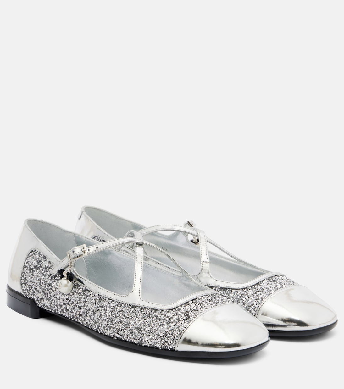 Eleri glitter leather ballet flats | Jimmy Choo