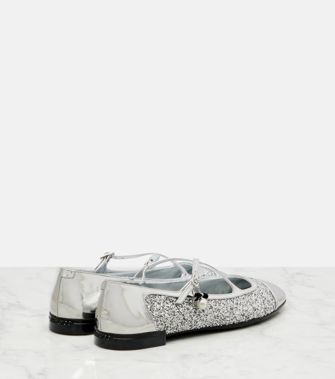 Eleri glitter leather ballet flats | Jimmy Choo