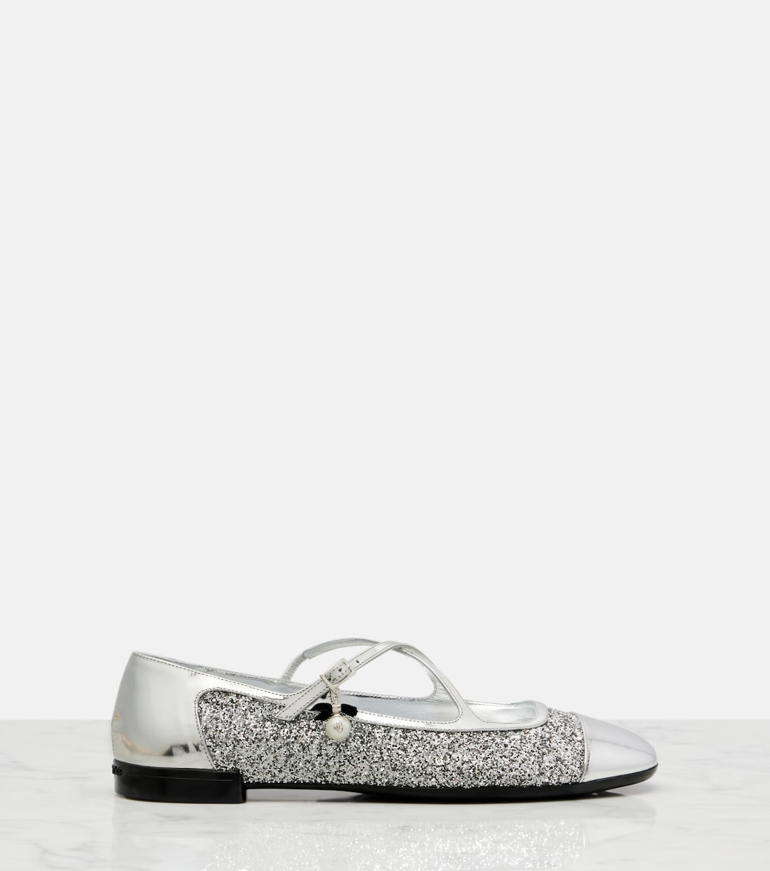 Eleri glitter leather ballet flats | Jimmy Choo