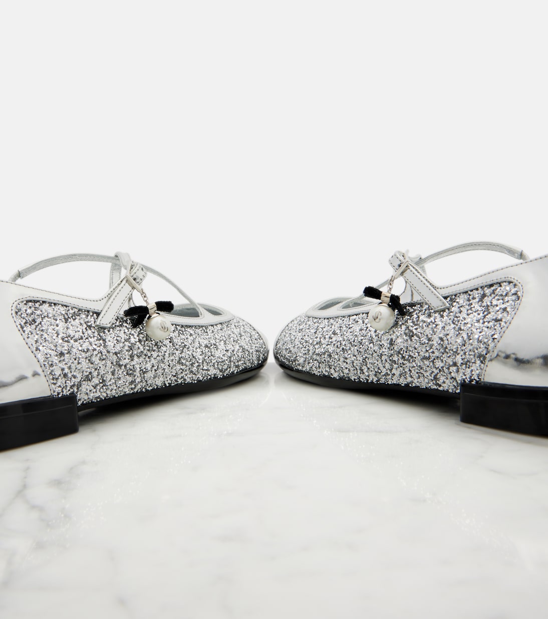 Eleri glitter leather ballet flats | Jimmy Choo
