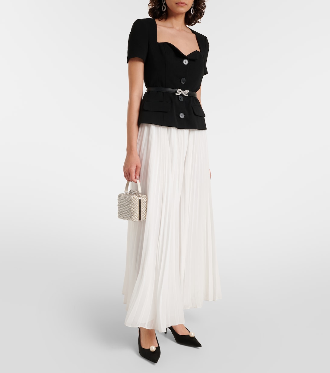 Verziertes Maxikleid mit Chiffon  | Self-Portrait