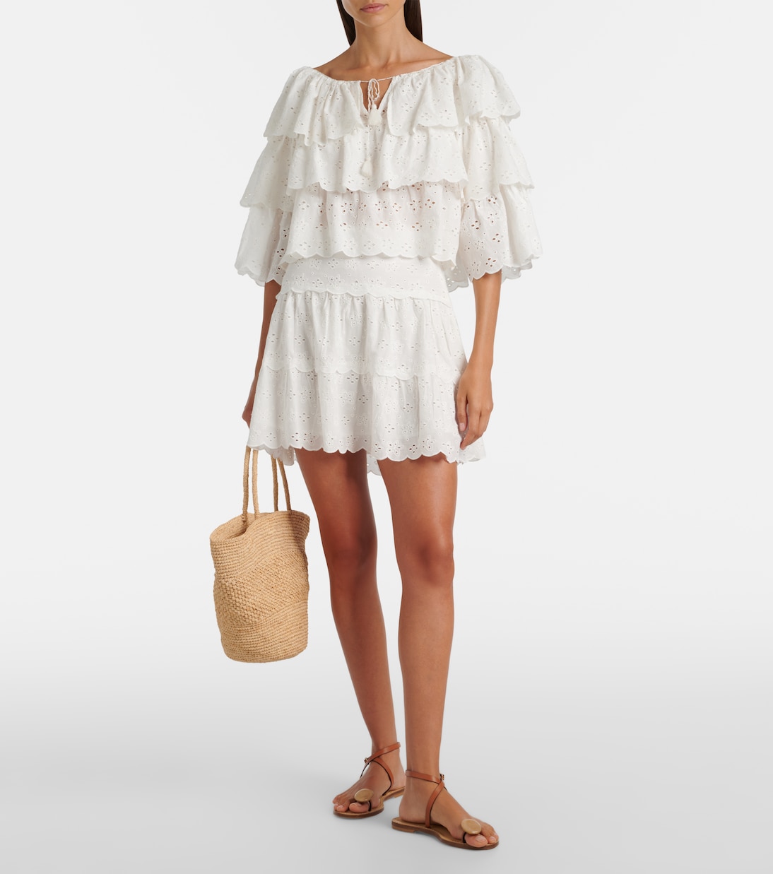 Broderie anglaise tiered cotton top | Rixo