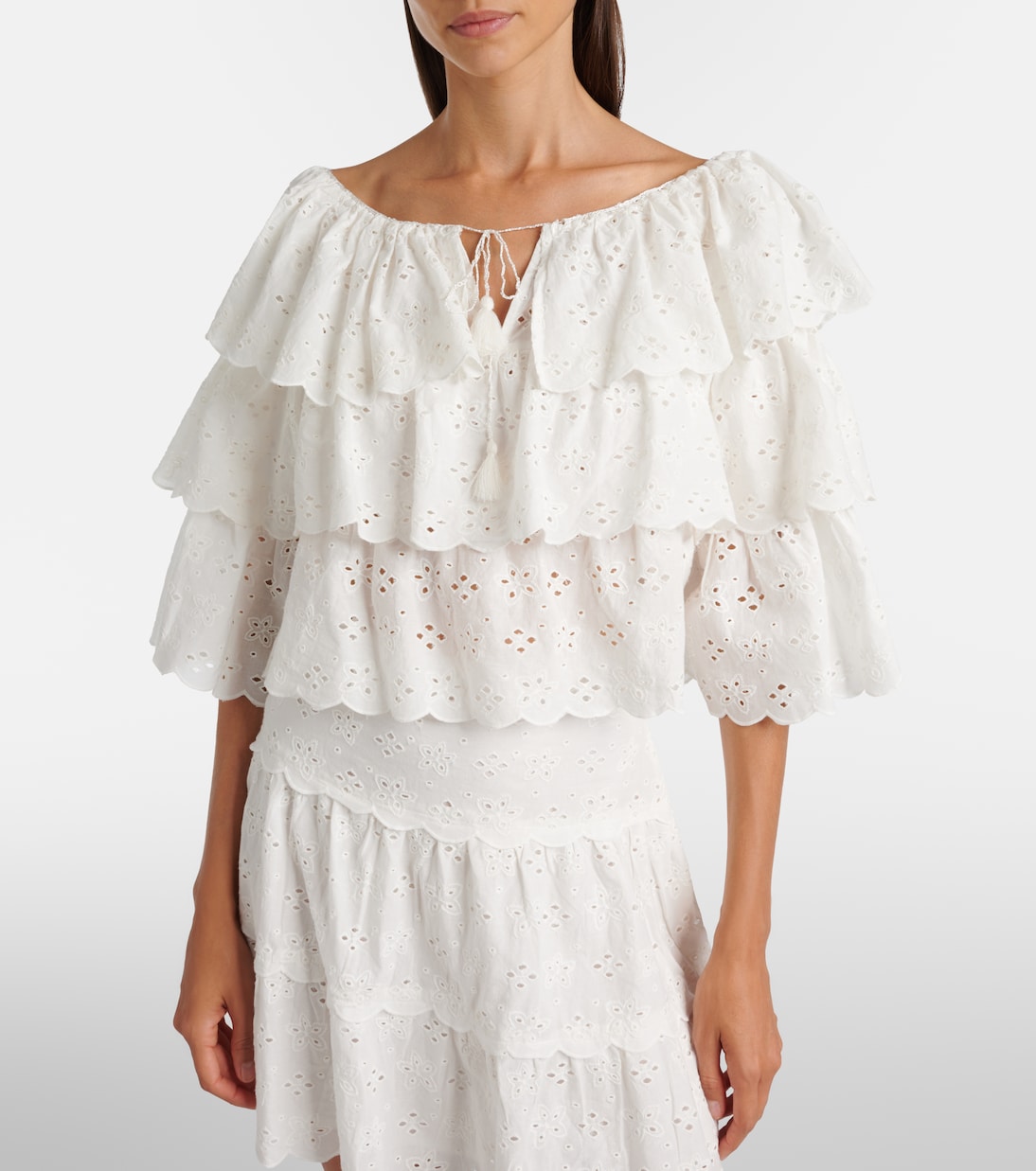 Broderie anglaise tiered cotton top | Rixo