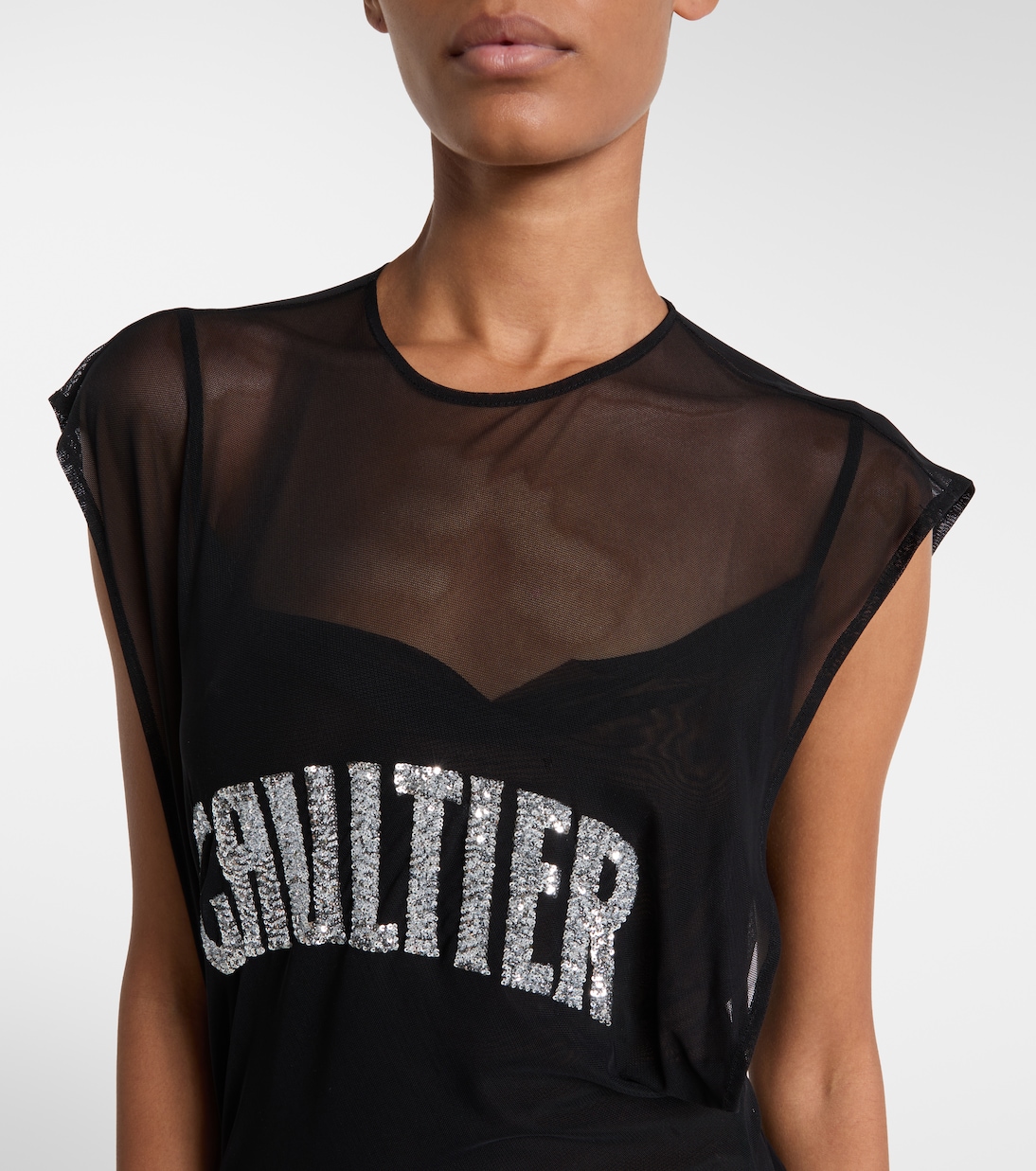 Vestido largo de malla con lentejuelas | Jean Paul Gaultier