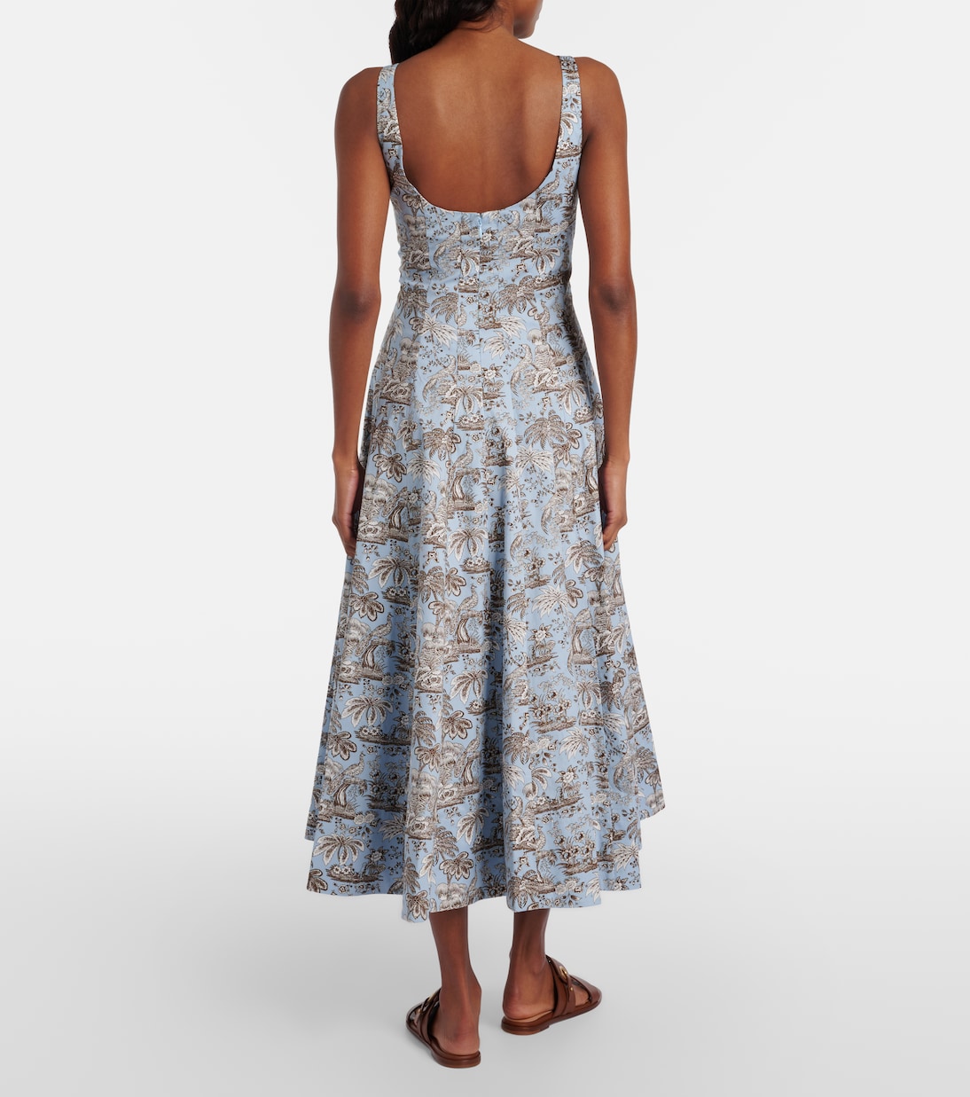 Wells floral cotton poplin midi dress | Staud