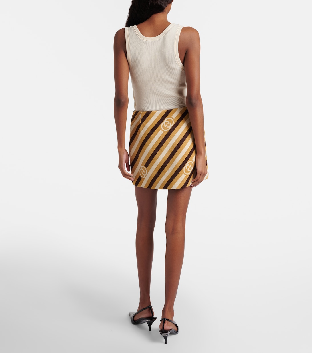 Interlocking G striped velvet and chenille miniskirt | Gucci