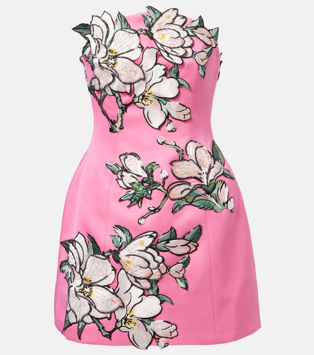 Floral-appliqué embroidered minidress | Leo Lin