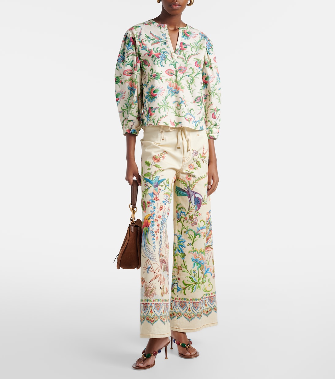 Jeans anchos estampados con cinturón | Etro