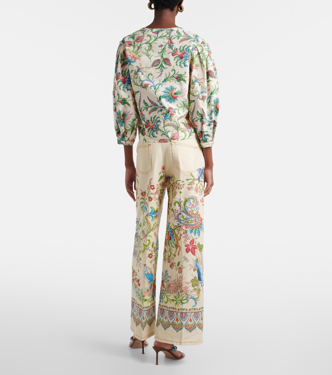 Jeans anchos estampados con cinturón | Etro