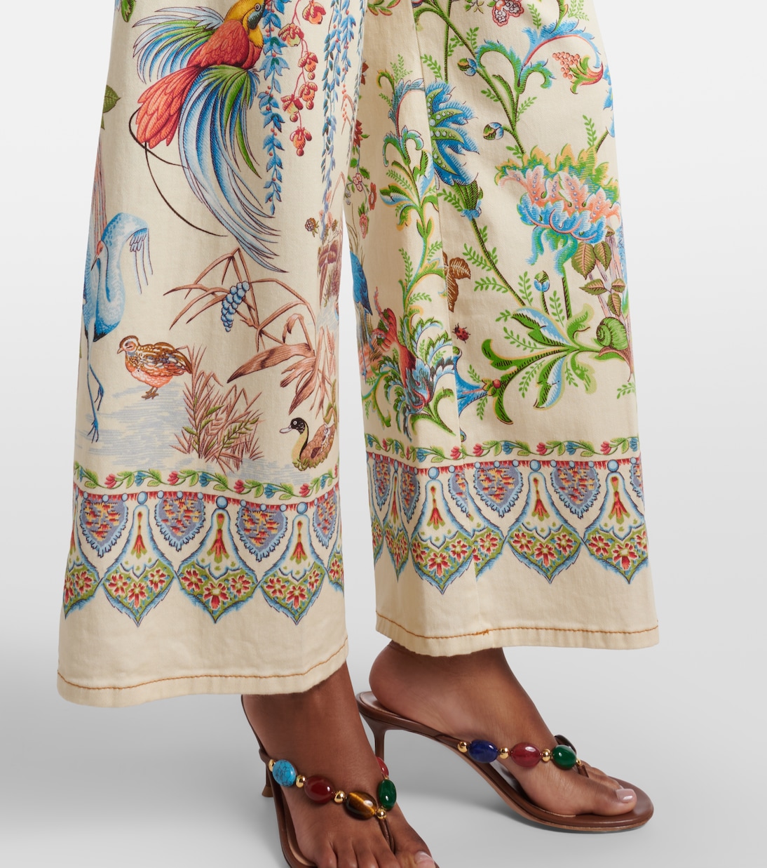 Jeans anchos estampados con cinturón | Etro