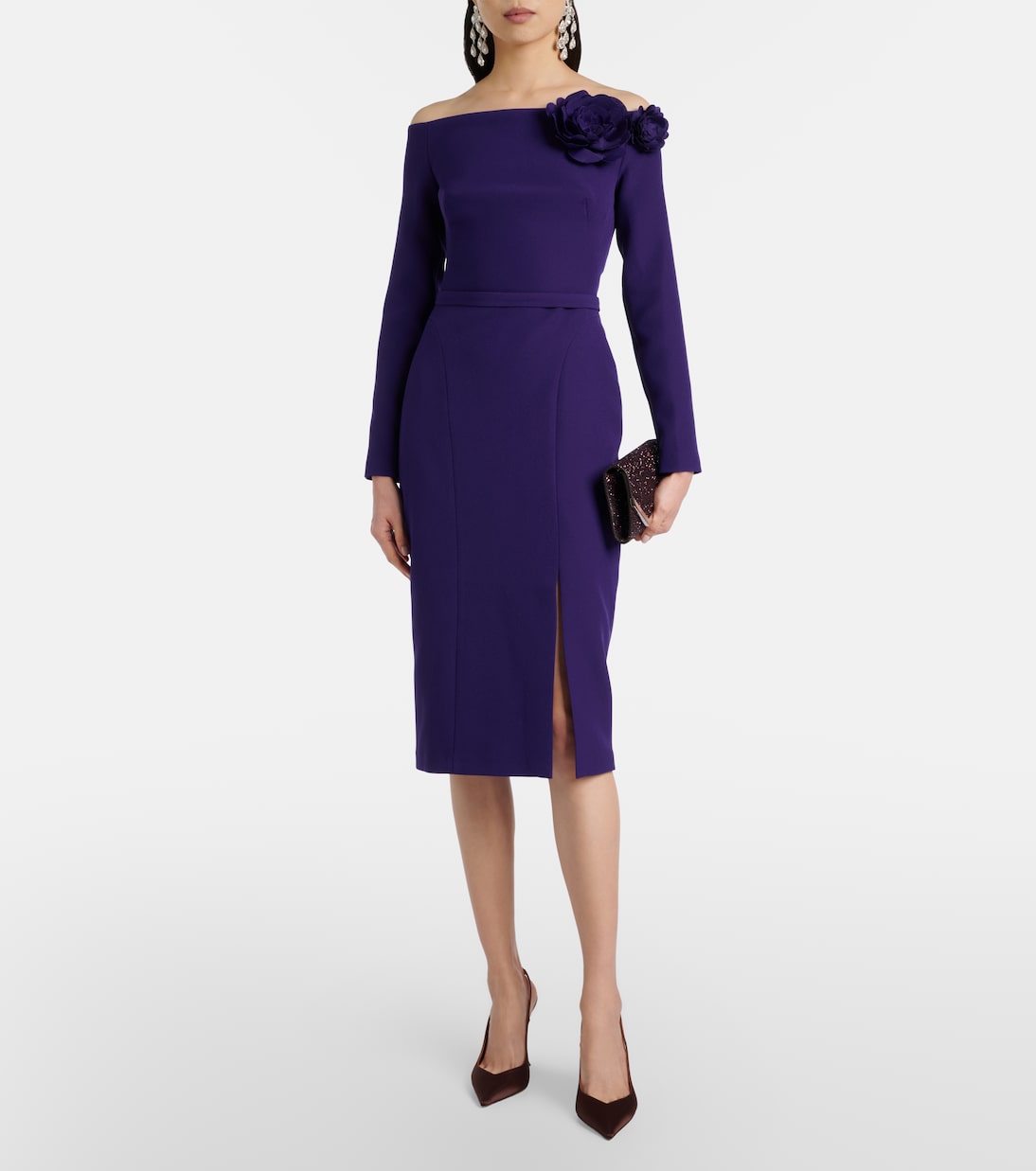 Jay floral-appliqué crêpe midi dress | Safiyaa