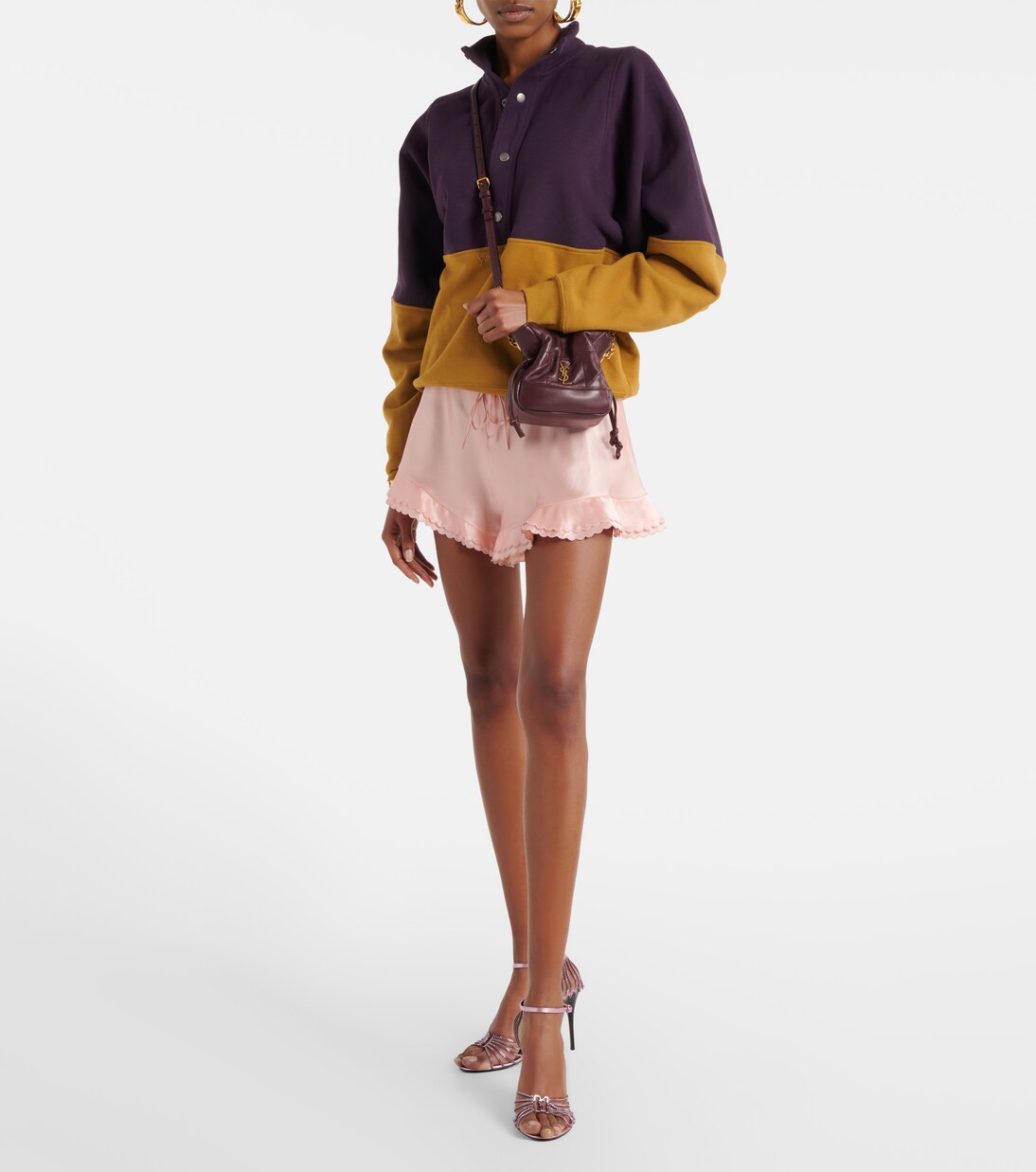 Scalloped silk satin shorts | Saint Laurent