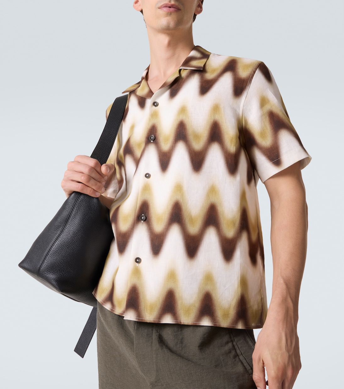 Printed linen bowling shirt | Commas