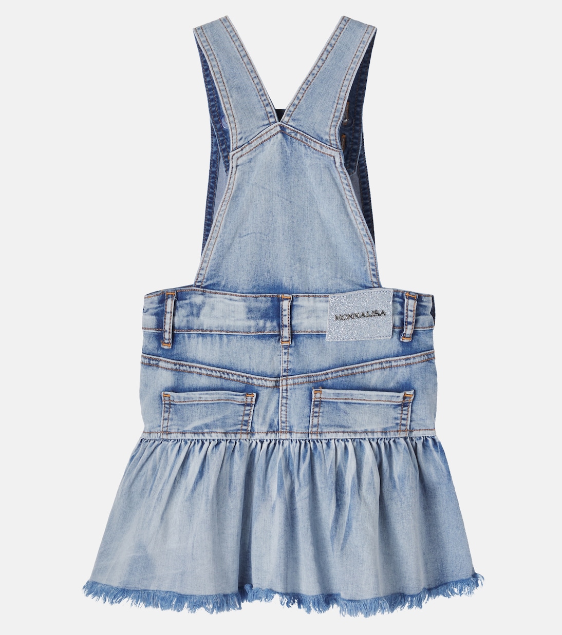 Embellished embroidered denim overalls | Monnalisa