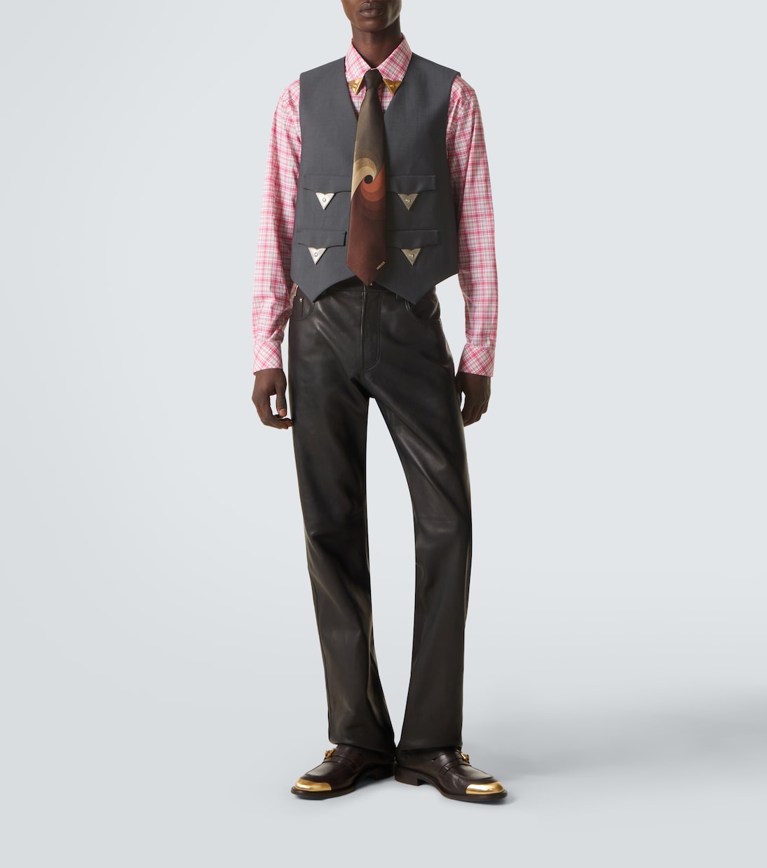 Pantalon droit en cuir | Versace