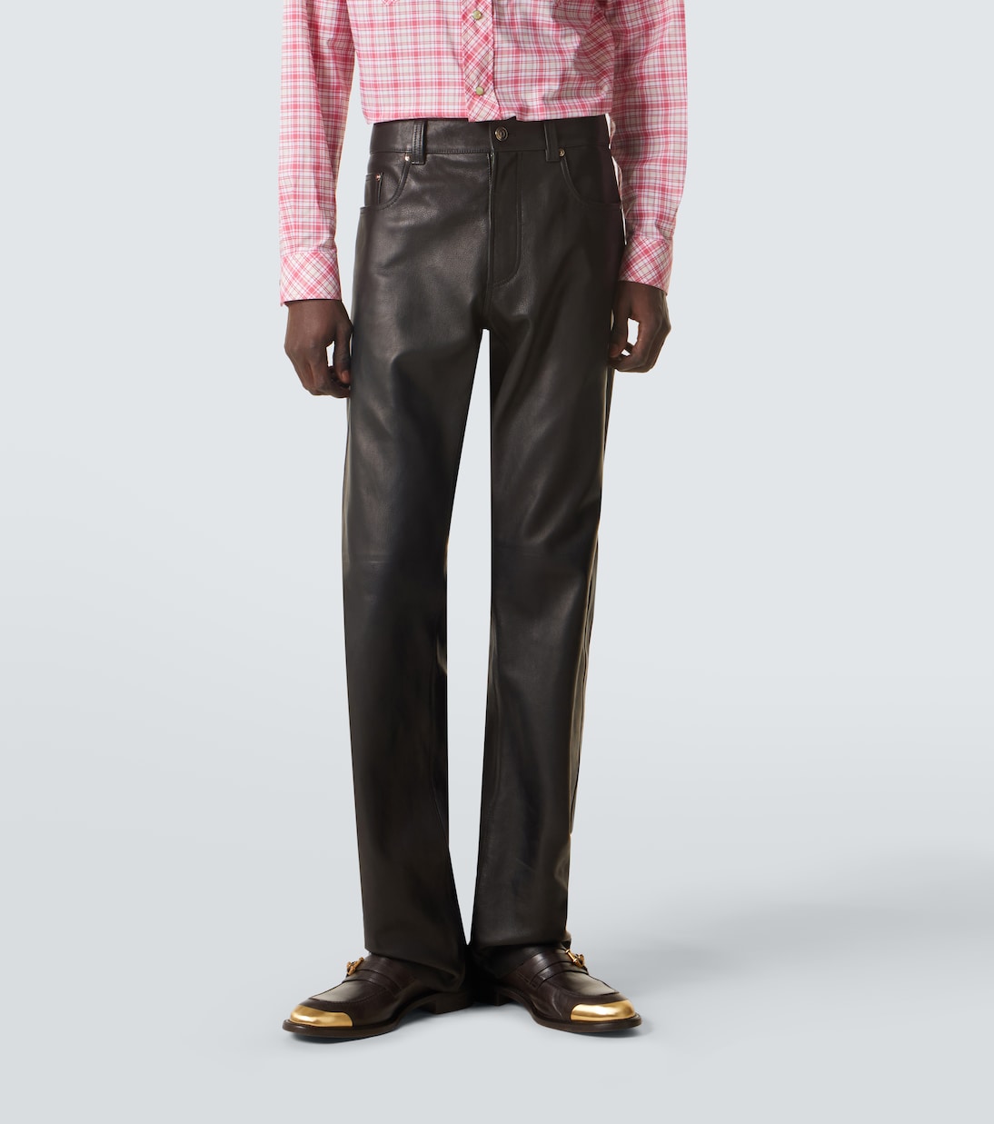 Pantalon droit en cuir | Versace