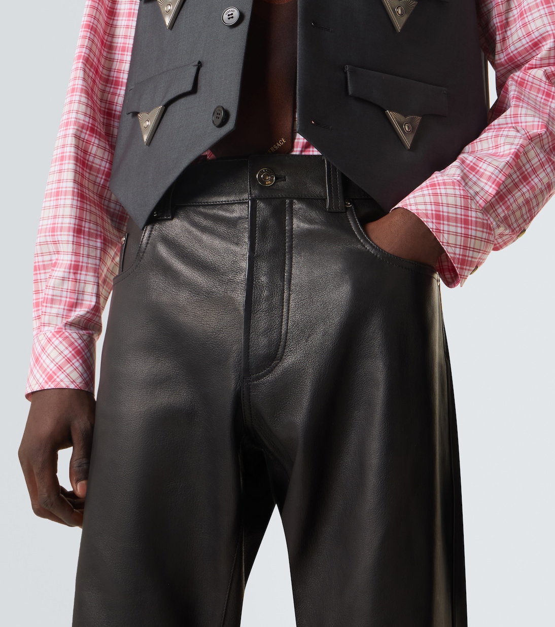 Pantalon droit en cuir | Versace