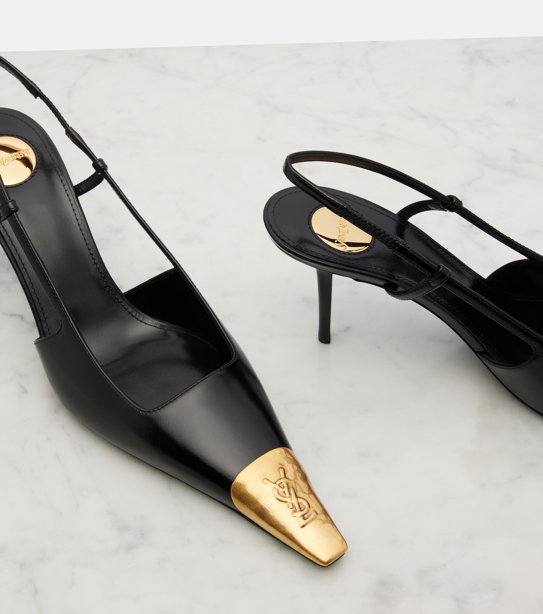 Jeanne 75 leather slingback pumps | Saint Laurent