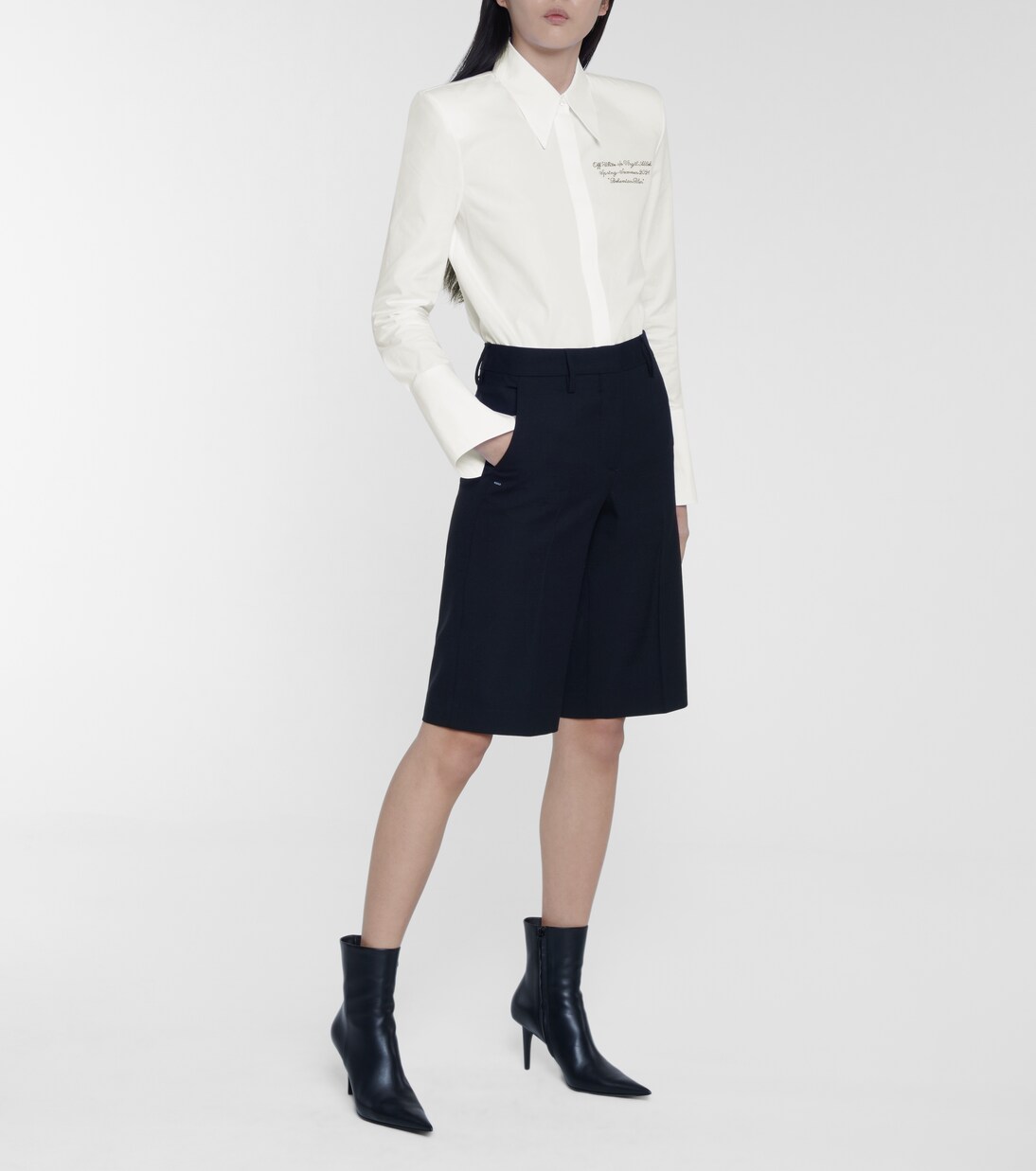 Camicia in cotone con ricami | Off-White