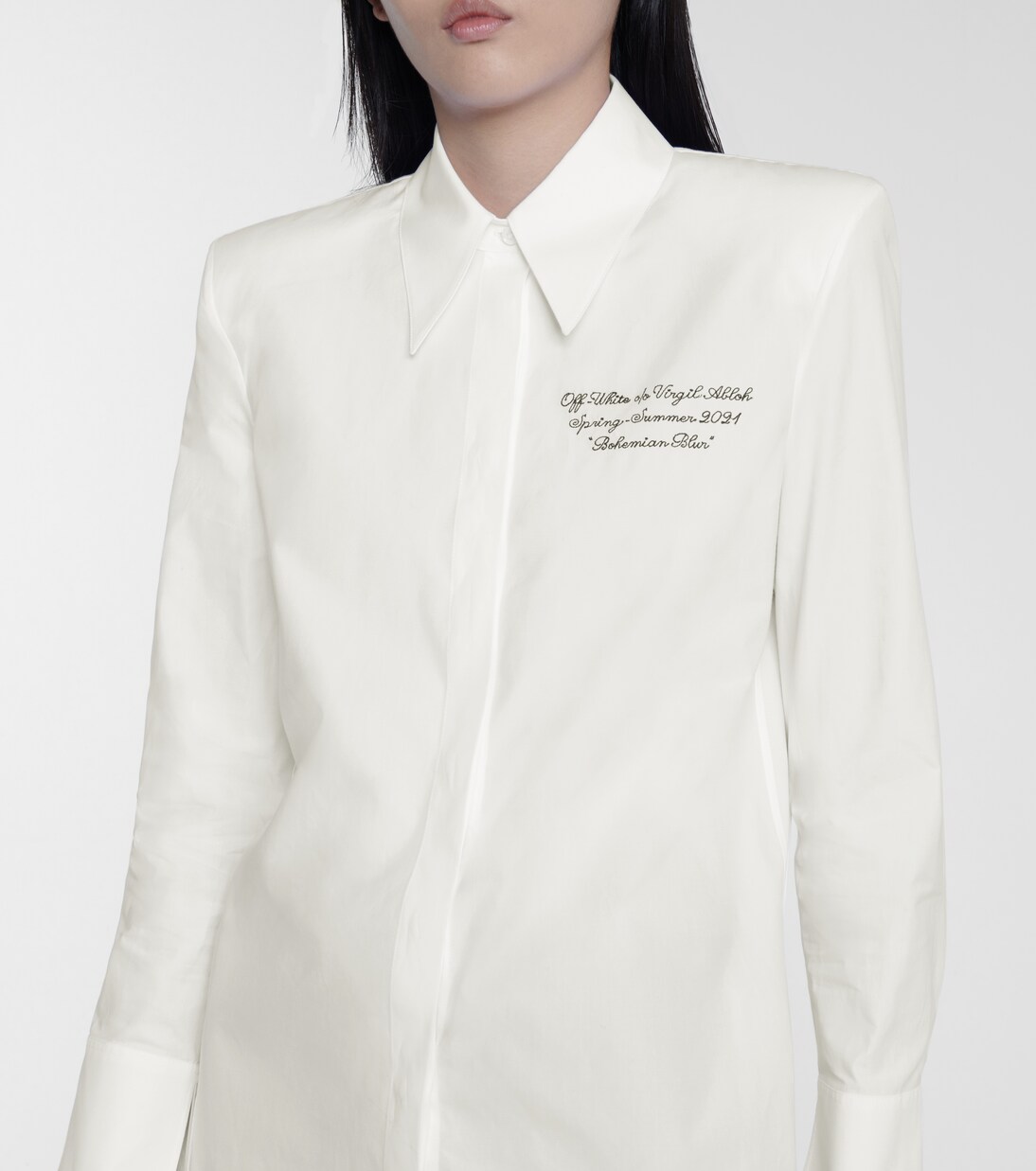 Camicia in cotone con ricami | Off-White